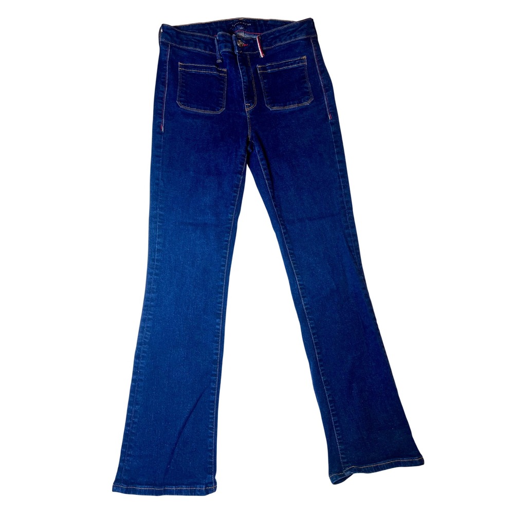 Paige Skyline Boot Dark Wash Patch Pocket Bootcut Jeans Size 32